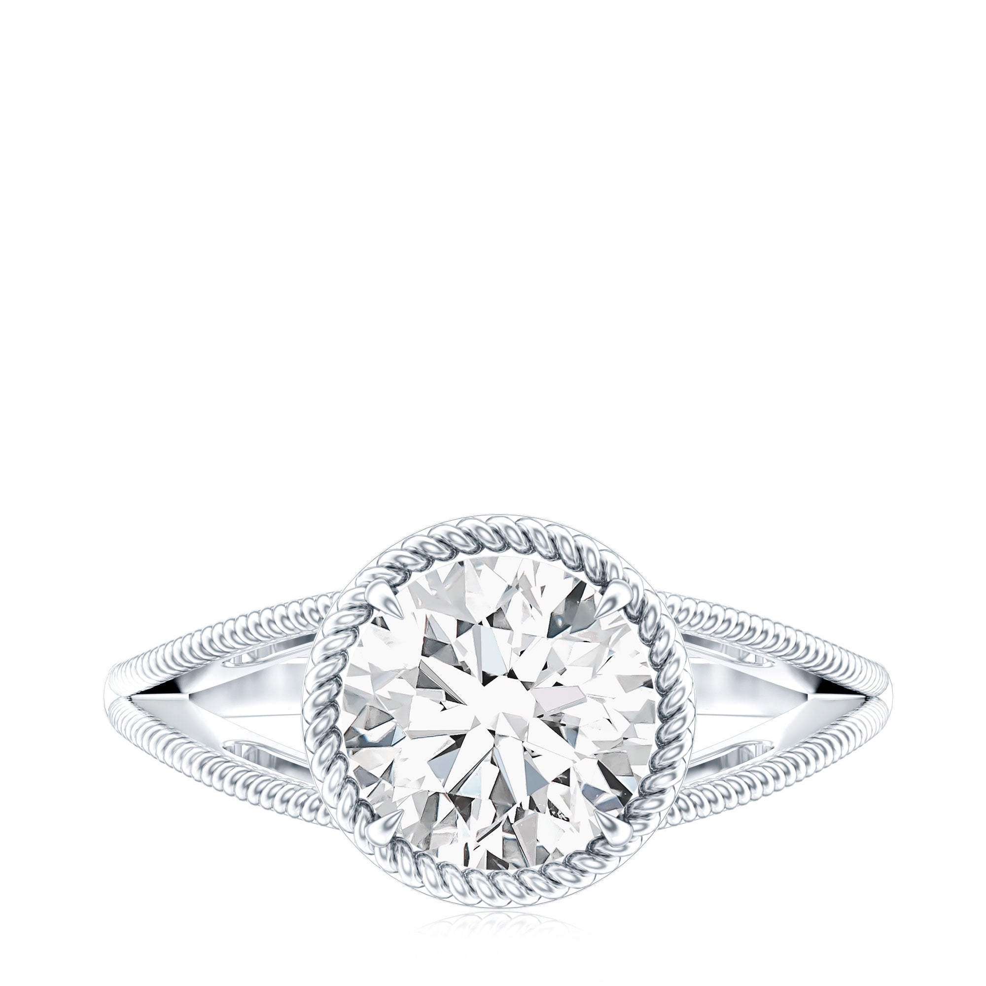 Man Made Diamond Engagement Ring With Split Shank