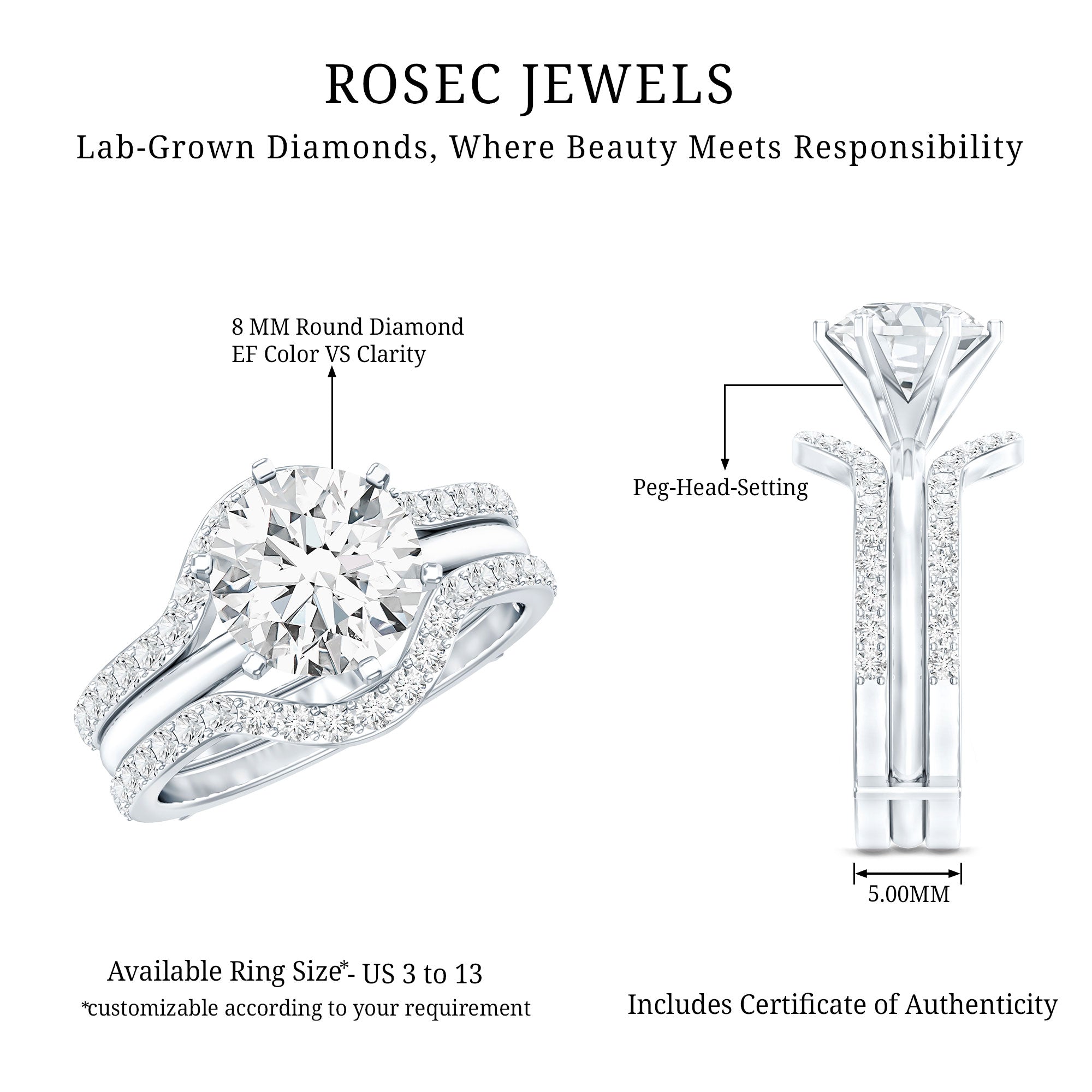 Lab Created Diamond Engagement Ring with Ring Guard