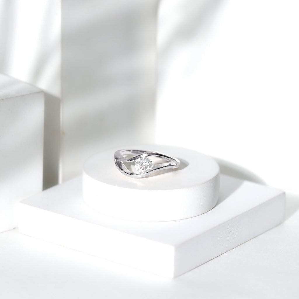 Certified 0.98 Carat Lab Created Diamond Round Engagement Ring in Tension Setting