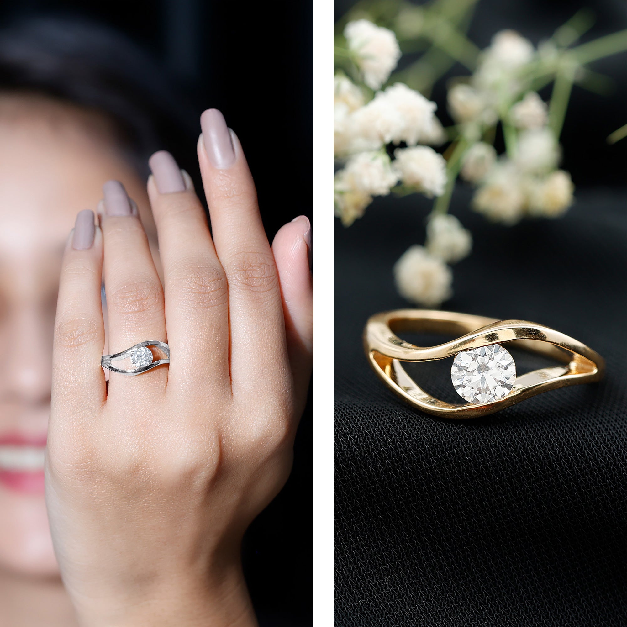 Certified 0.98 Carat Lab Created Diamond Round Engagement Ring in Tension Setting