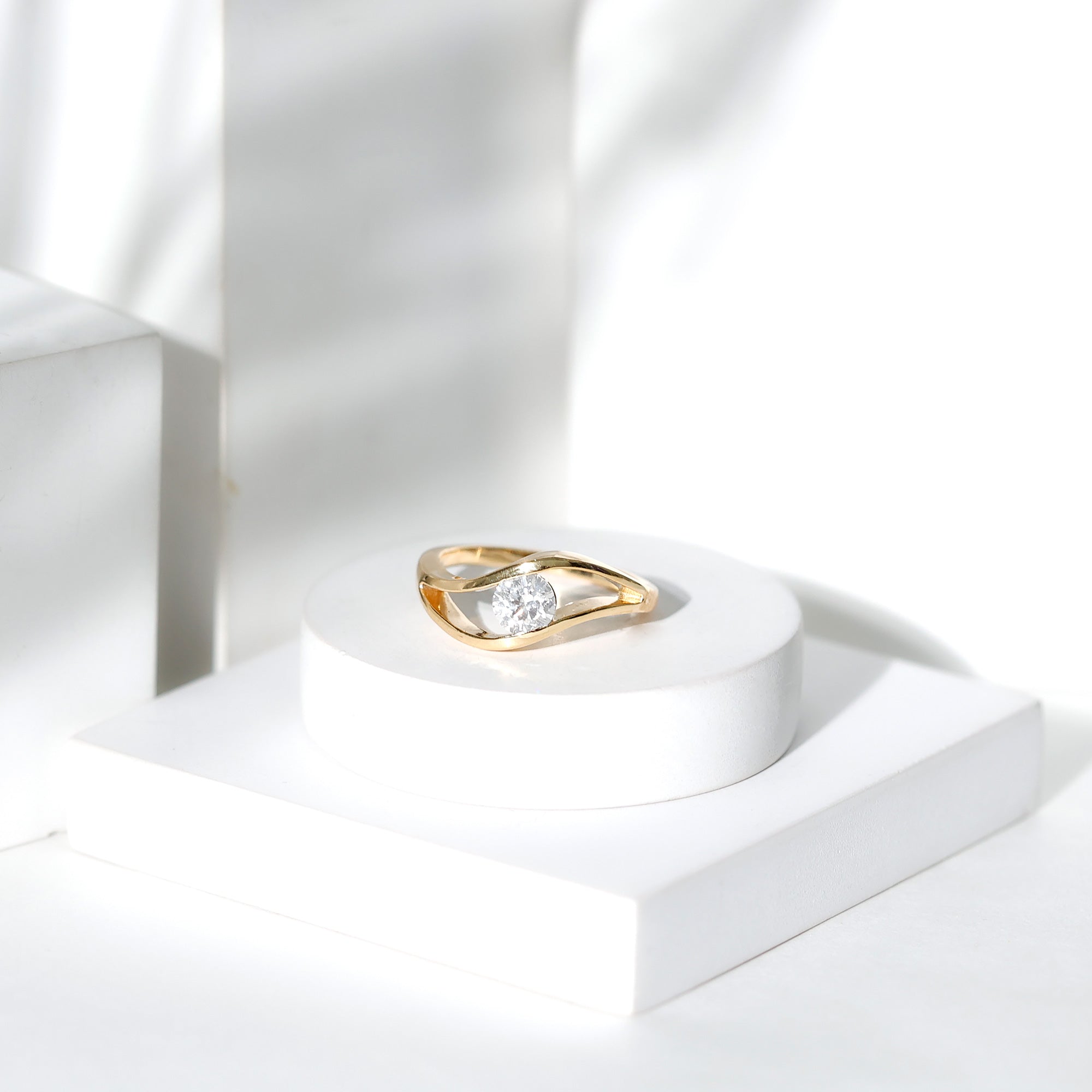 Certified 0.98 Carat Lab Created Diamond Round Engagement Ring in Tension Setting