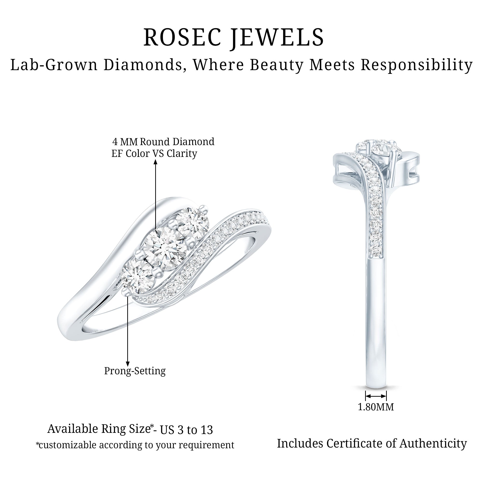 Certified Diamond 3 Stone Promise Ring