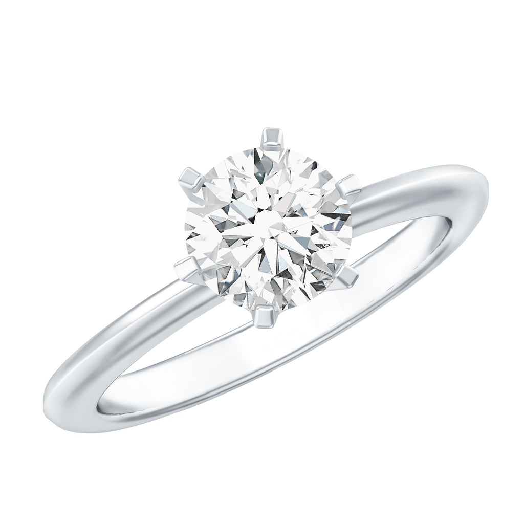 Brilliant Cut Lab Grown Diamond Solitaire Engagement Ring With 6 Prongs