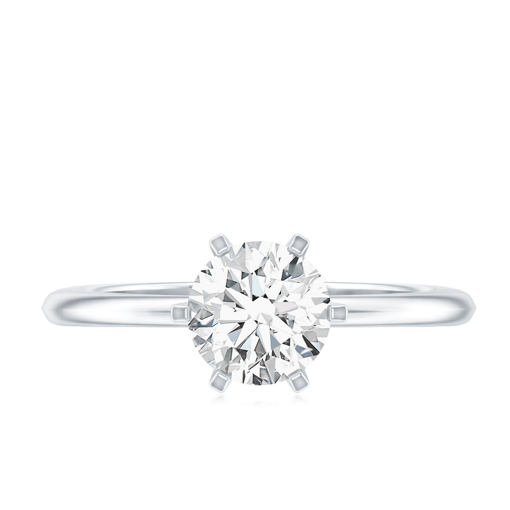 Brilliant Cut Lab Grown Diamond Solitaire Engagement Ring With 6 Prongs