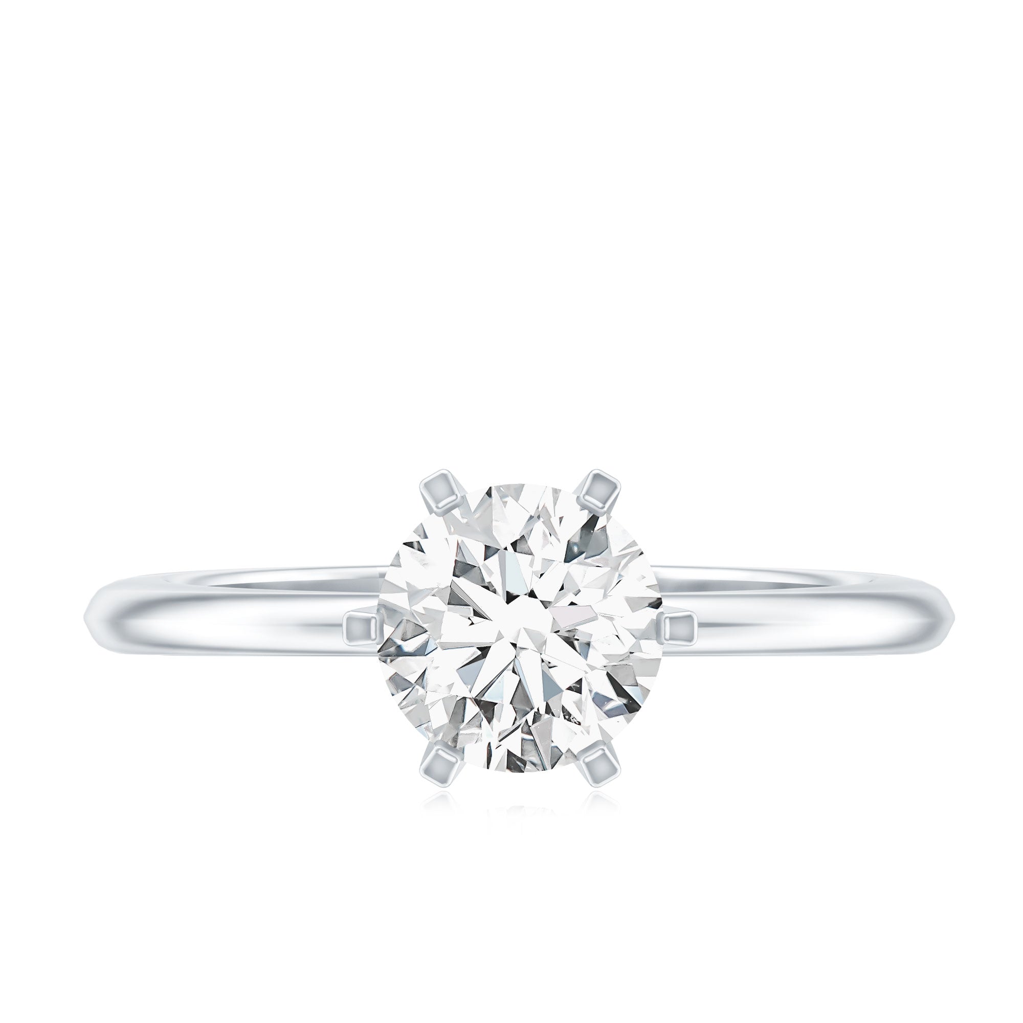 Brilliant Cut Lab Grown Diamond Solitaire Engagement Ring With 6 Prongs
