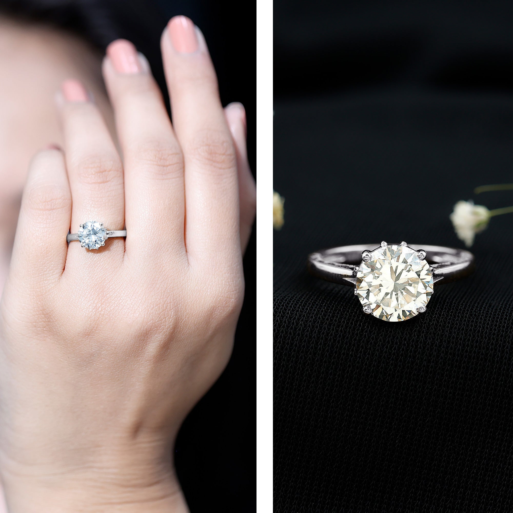 Lab Grown Diamond 8mm Round Engagement Ring With Certificate