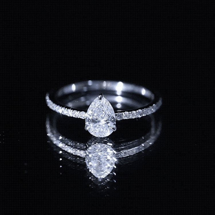 1 CT Pear Cut Man Made Diamond Engagement Ring