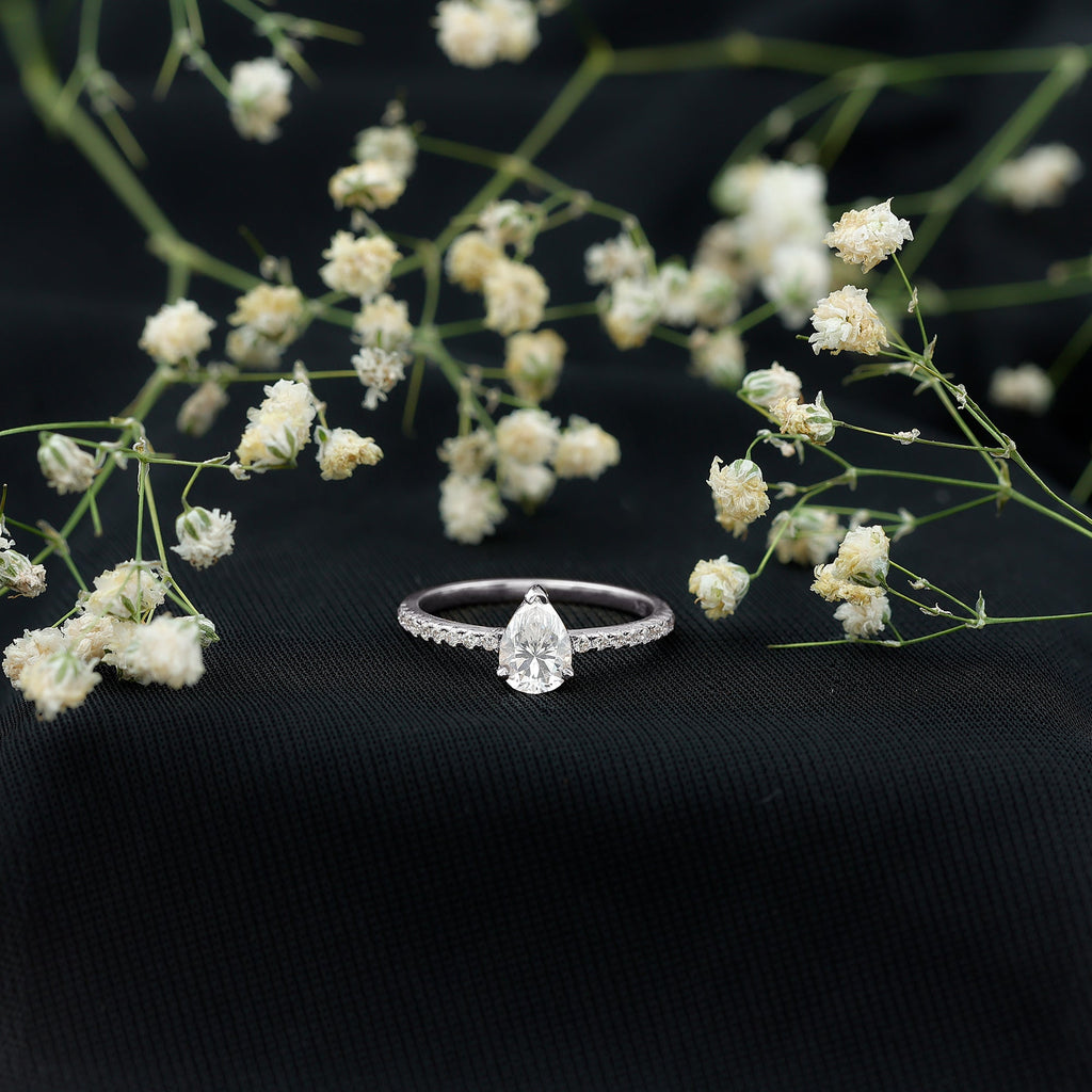 1 CT Pear Cut Man Made Diamond Engagement Ring