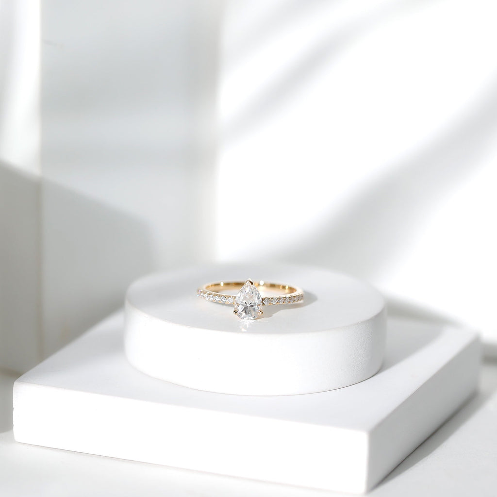 1 CT Pear Cut Man Made Diamond Engagement Ring