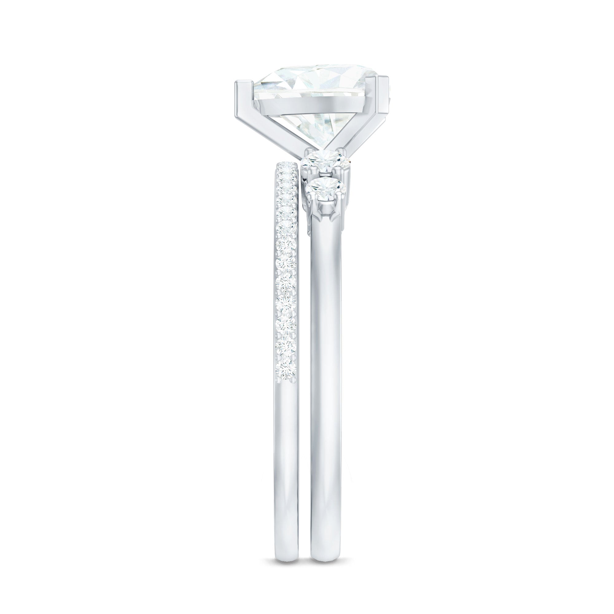 Certified Lab Grown Diamond 7MM Heart Bridal Ring Set