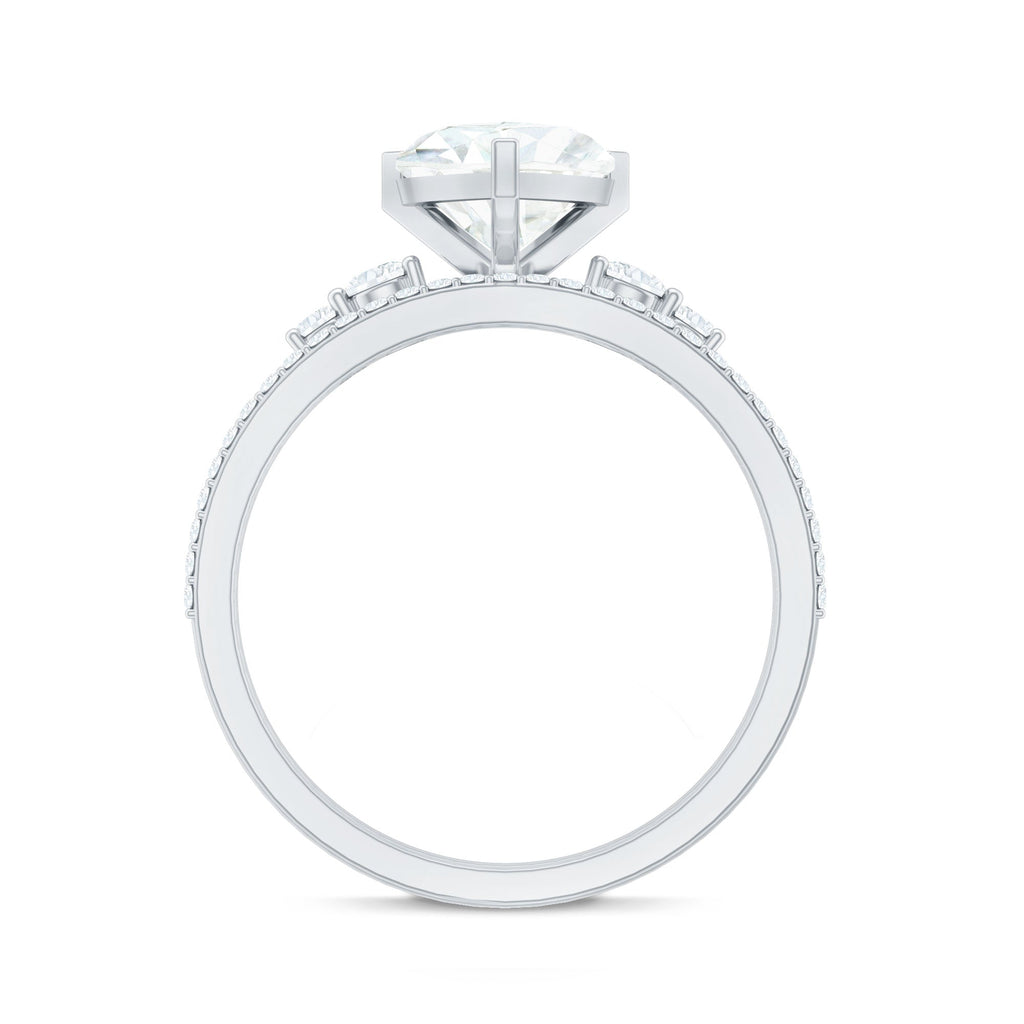 Certified Lab Grown Diamond 7MM Heart Bridal Ring Set