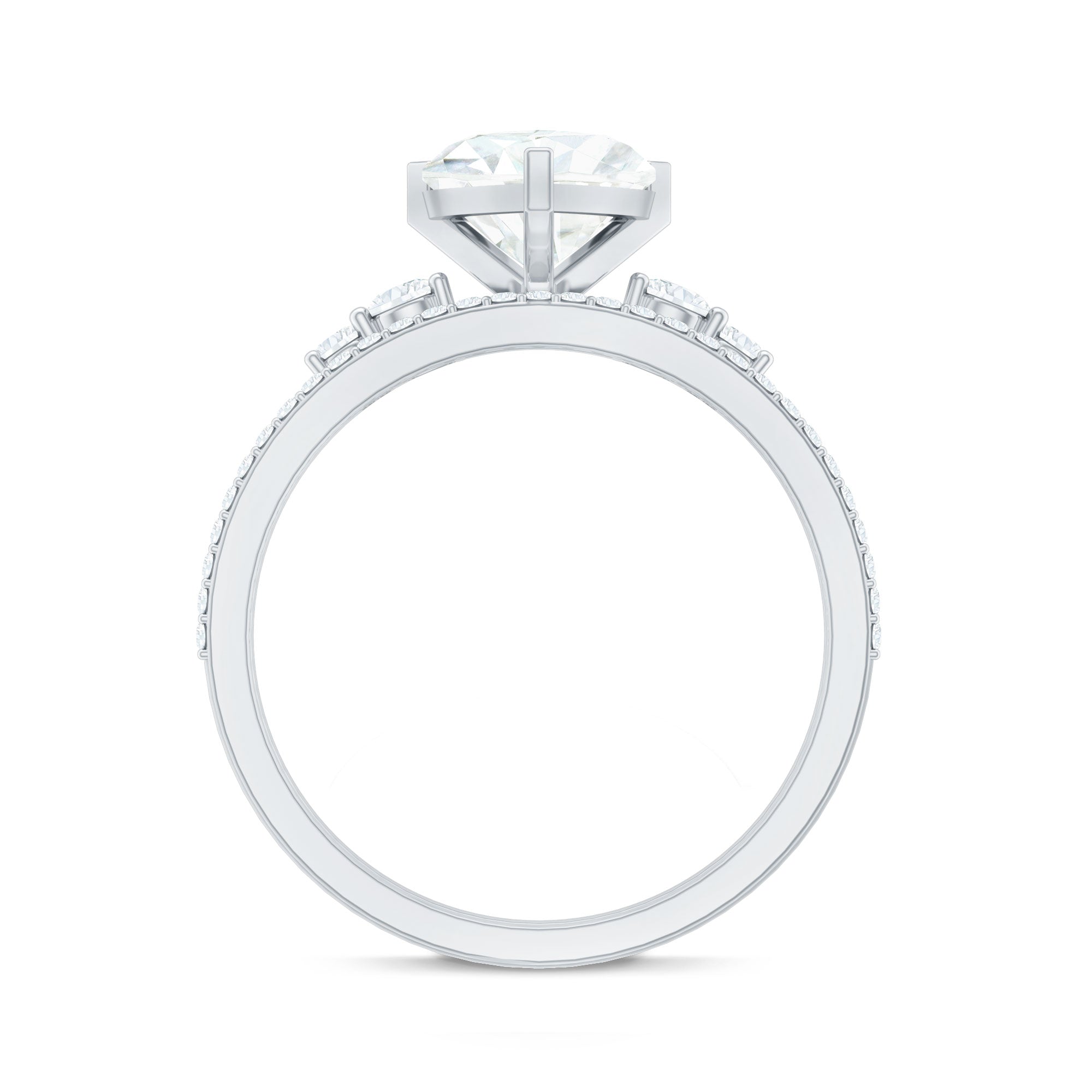 Certified Lab Grown Diamond 7MM Heart Bridal Ring Set