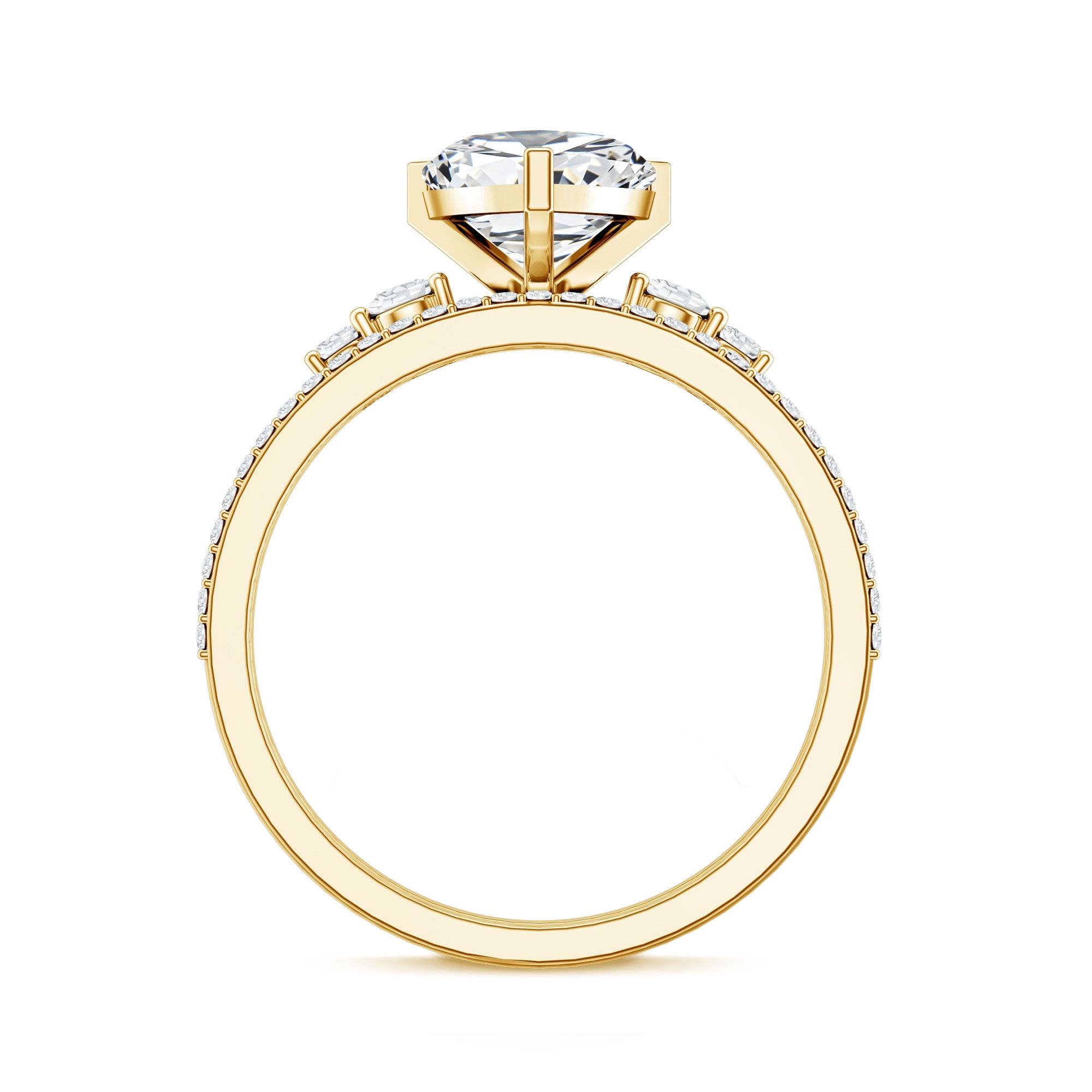 Certified Lab Grown Diamond 7MM Heart Bridal Ring Set
