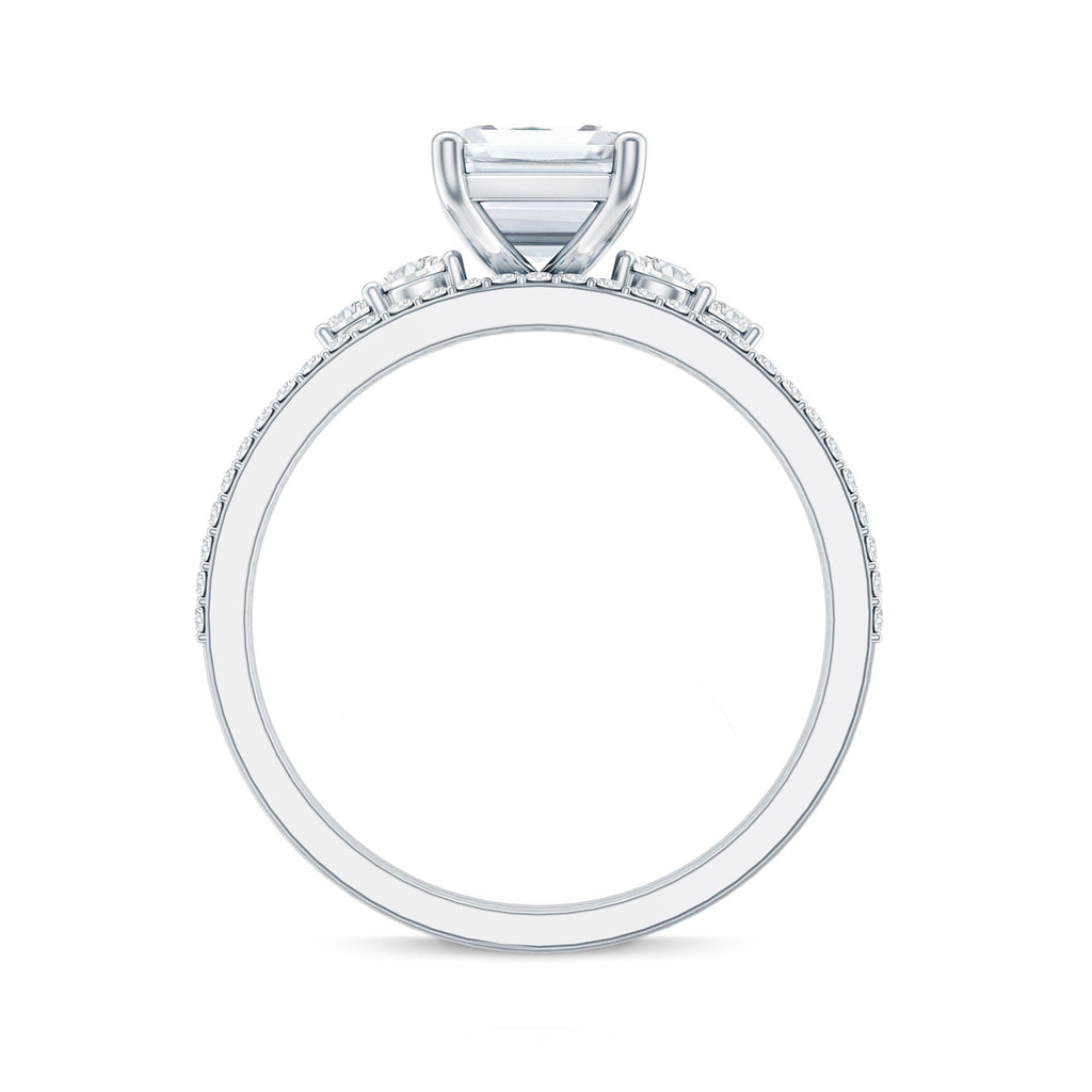 Certified Lab Grown Diamond 6X8MM Emerald Cut Engagement Ring with Band