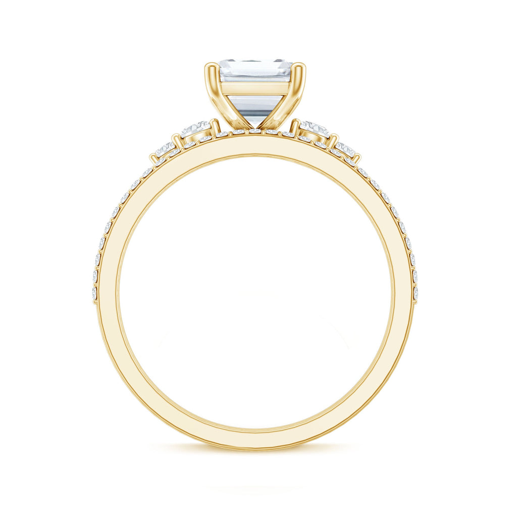 Certified Lab Grown Diamond 6X8MM Emerald Cut Engagement Ring with Band