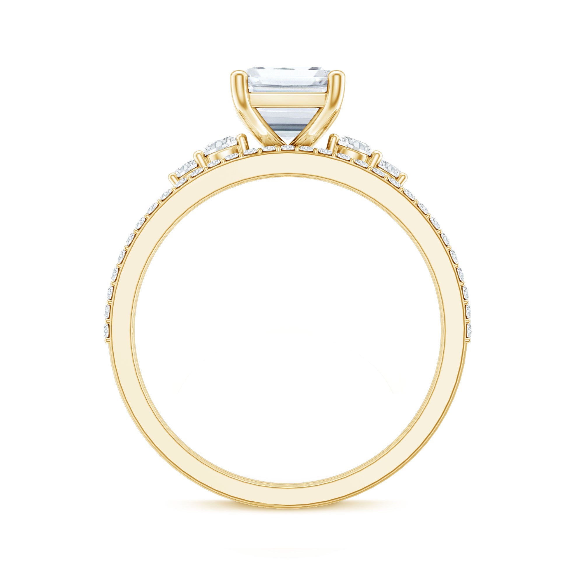 Certified Lab Grown Diamond 6X8MM Emerald Cut Engagement Ring with Band