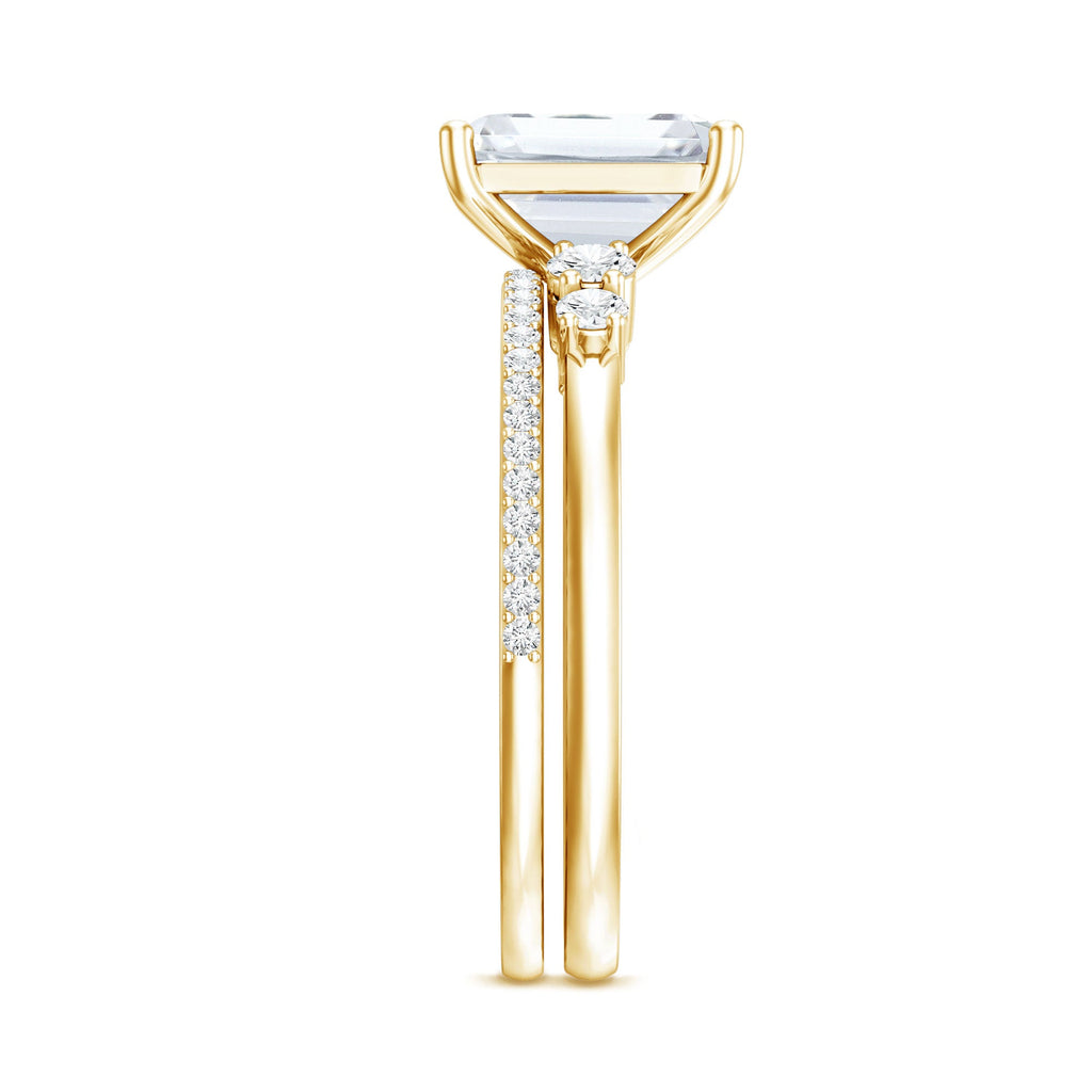 Certified Lab Grown Diamond 6X8MM Emerald Cut Engagement Ring with Band