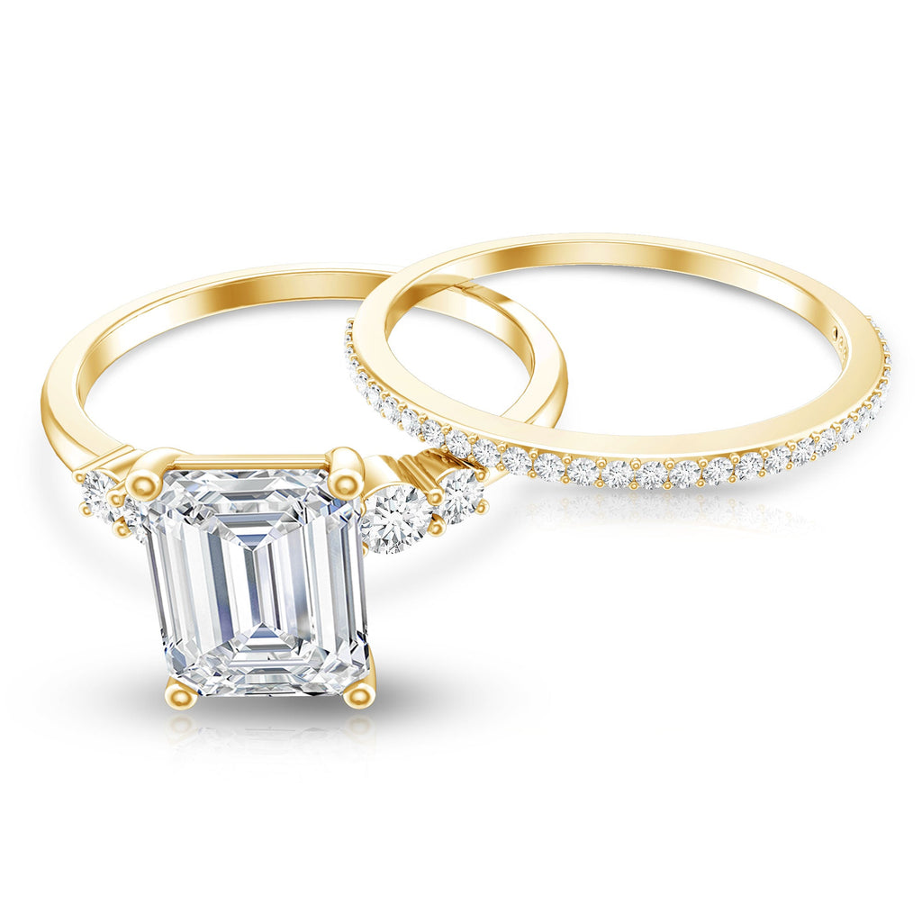 Certified Lab Grown Diamond 6X8MM Emerald Cut Engagement Ring with Band