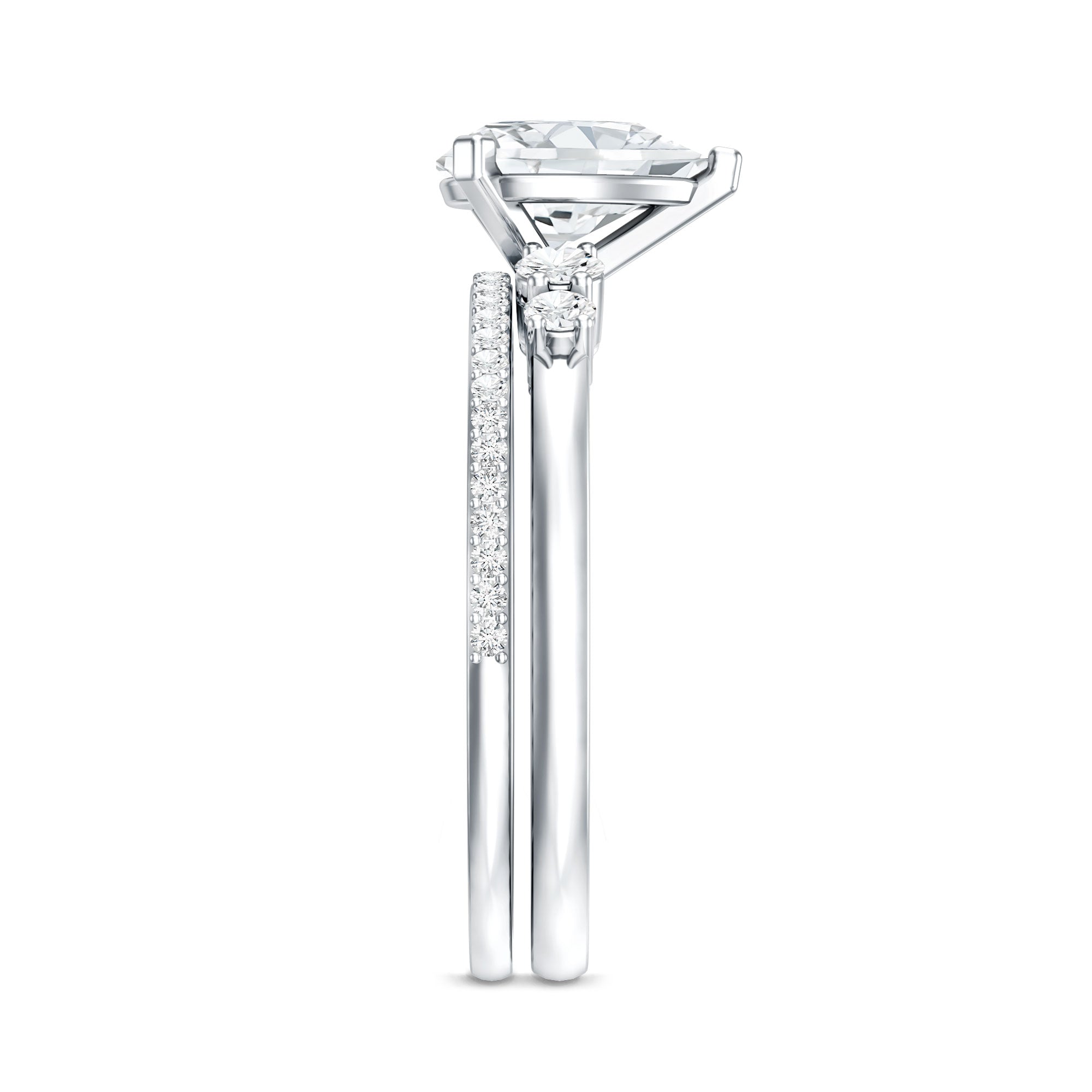 Certified Lab Grown Diamond 6X8 MM Teardrop Bridal Ring Set