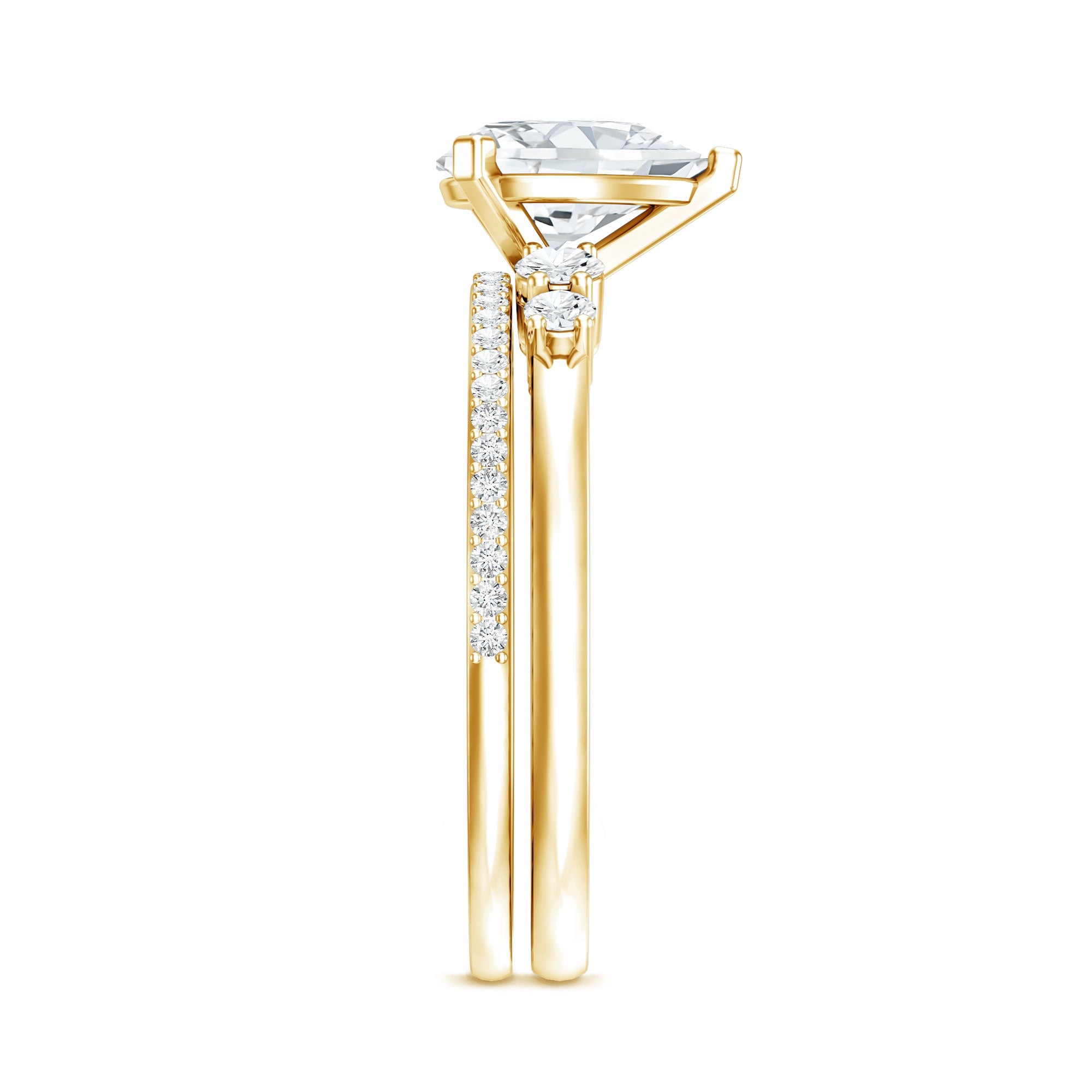 Certified Lab Grown Diamond 6X8 MM Teardrop Bridal Ring Set