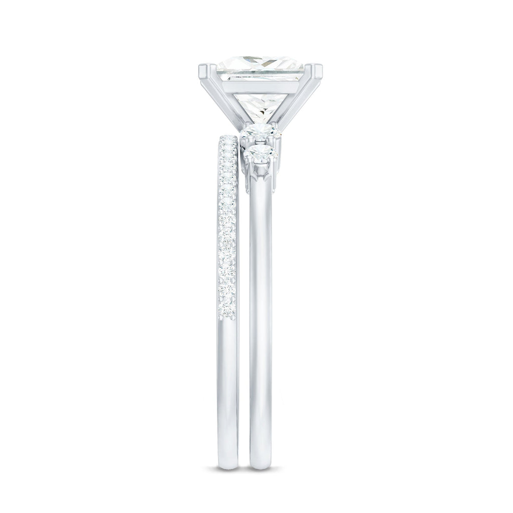 Lab Grown Diamond 6 MM Princess Cut Engagement Ring With Enhancer