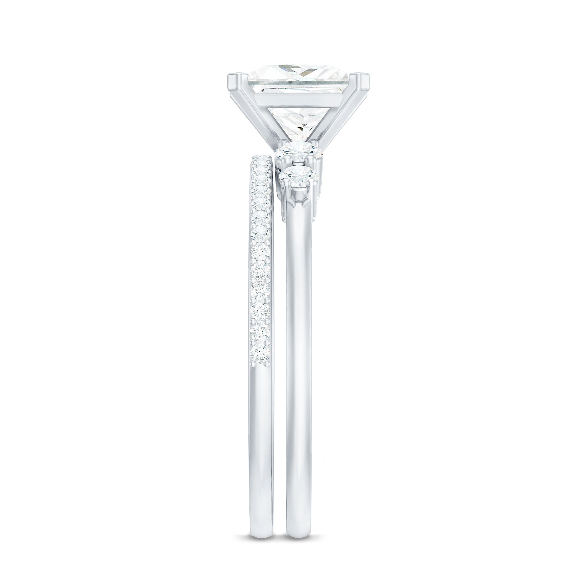Lab Grown Diamond 6 MM Princess Cut Engagement Ring With Enhancer