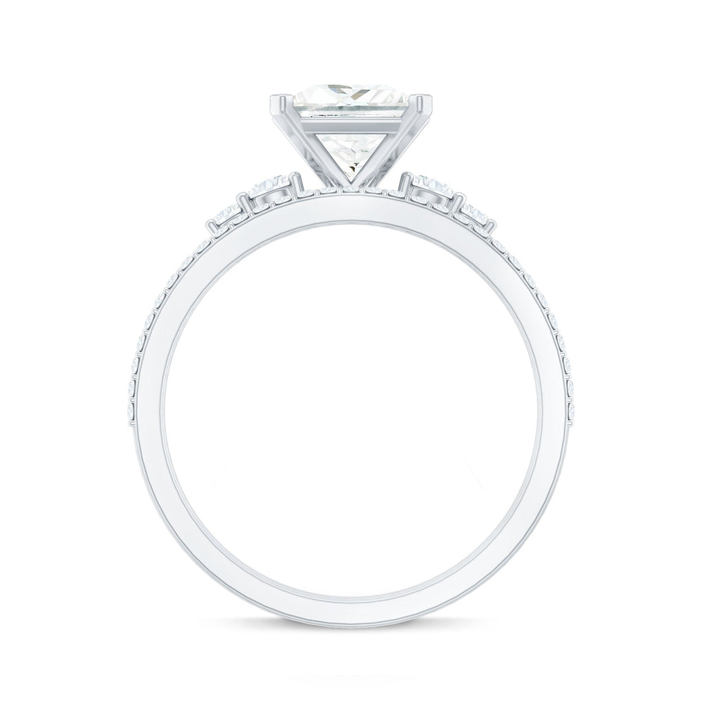 Lab Grown Diamond 6 MM Princess Cut Engagement Ring With Enhancer