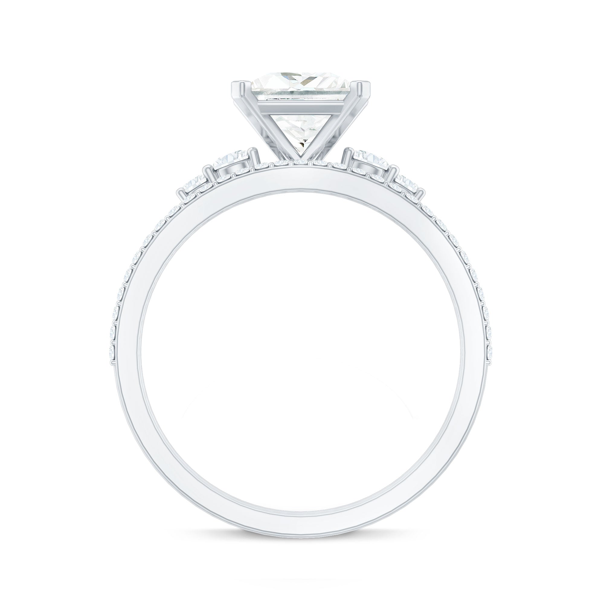 Lab Grown Diamond 6 MM Princess Cut Engagement Ring With Enhancer