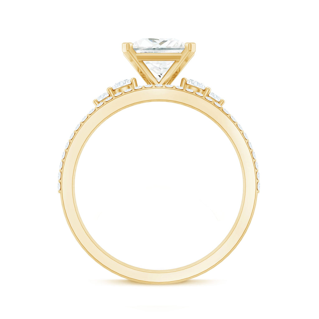 Lab Grown Diamond 6 MM Princess Cut Engagement Ring With Enhancer
