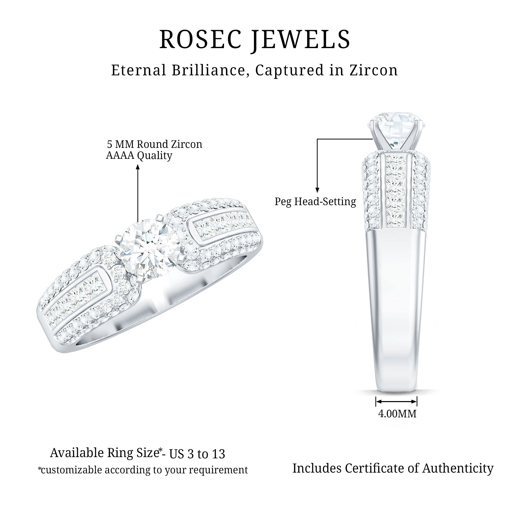 0.5 Carat Cubic Zirconia Statement Engagement Ring