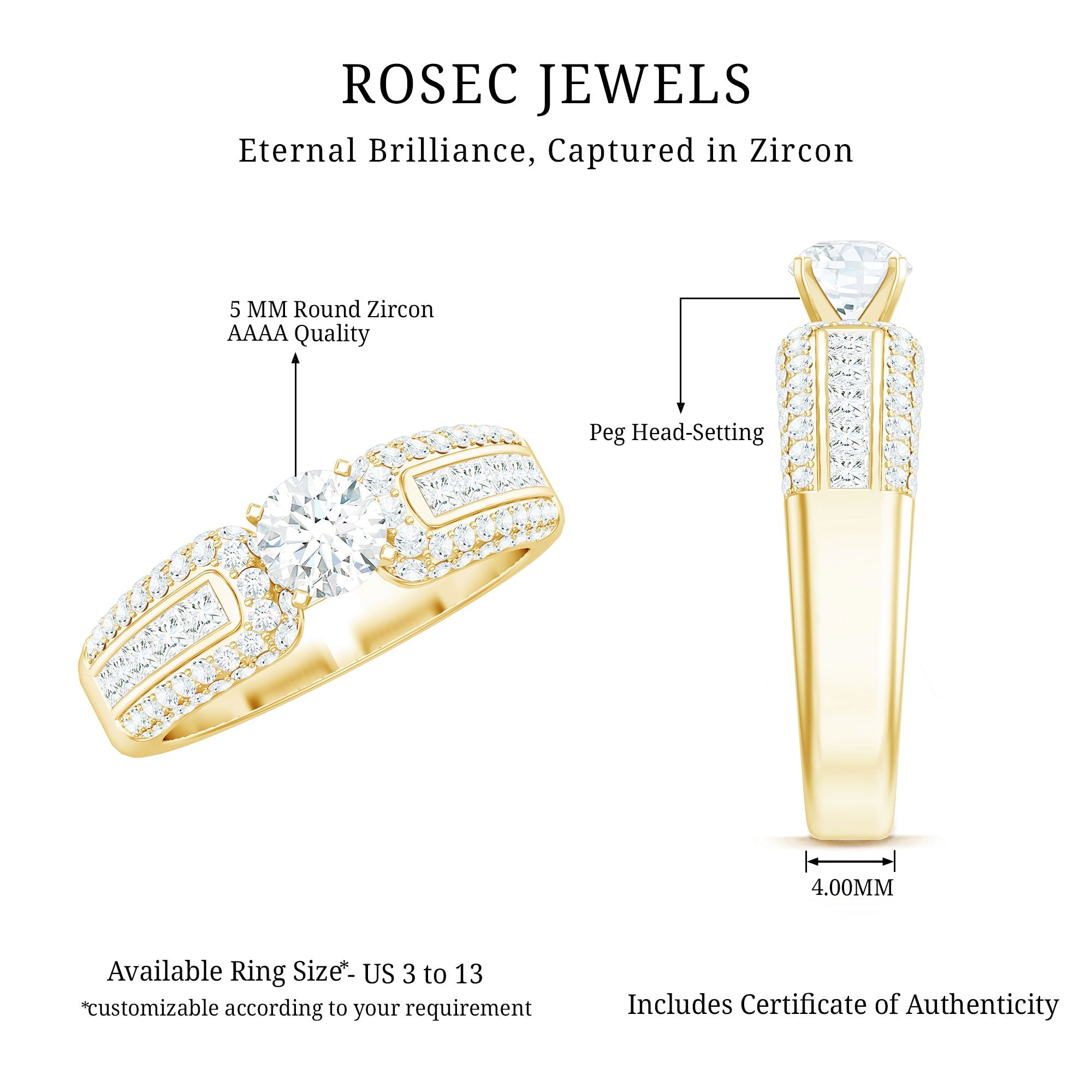 0.5 Carat Cubic Zirconia Statement Engagement Ring