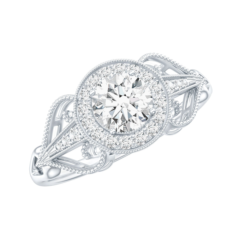 3/4 CT Statement Zircon Engagement Ring with Beaded Details