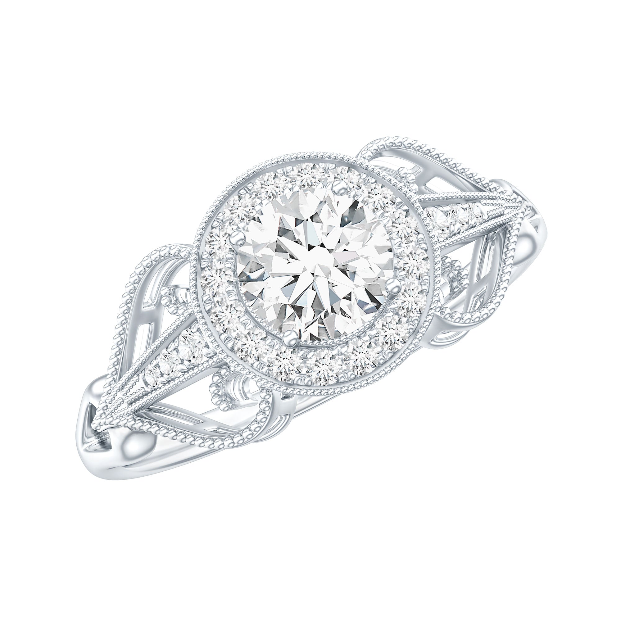 3/4 CT Statement Zircon Engagement Ring with Beaded Details