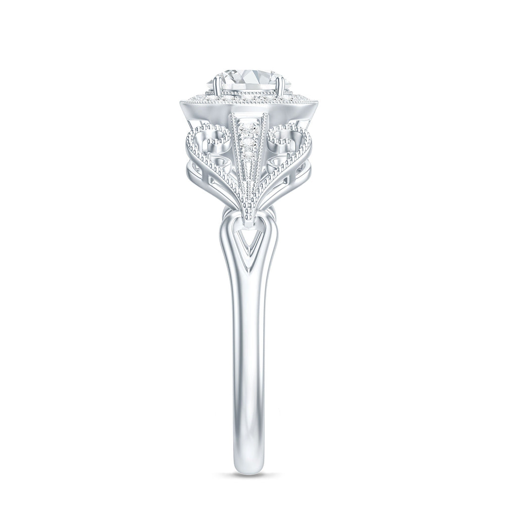 3/4 CT Statement Zircon Engagement Ring with Beaded Details