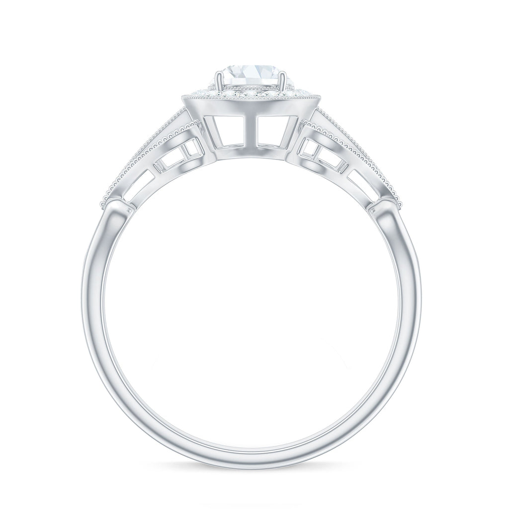 3/4 CT Statement Zircon Engagement Ring with Beaded Details