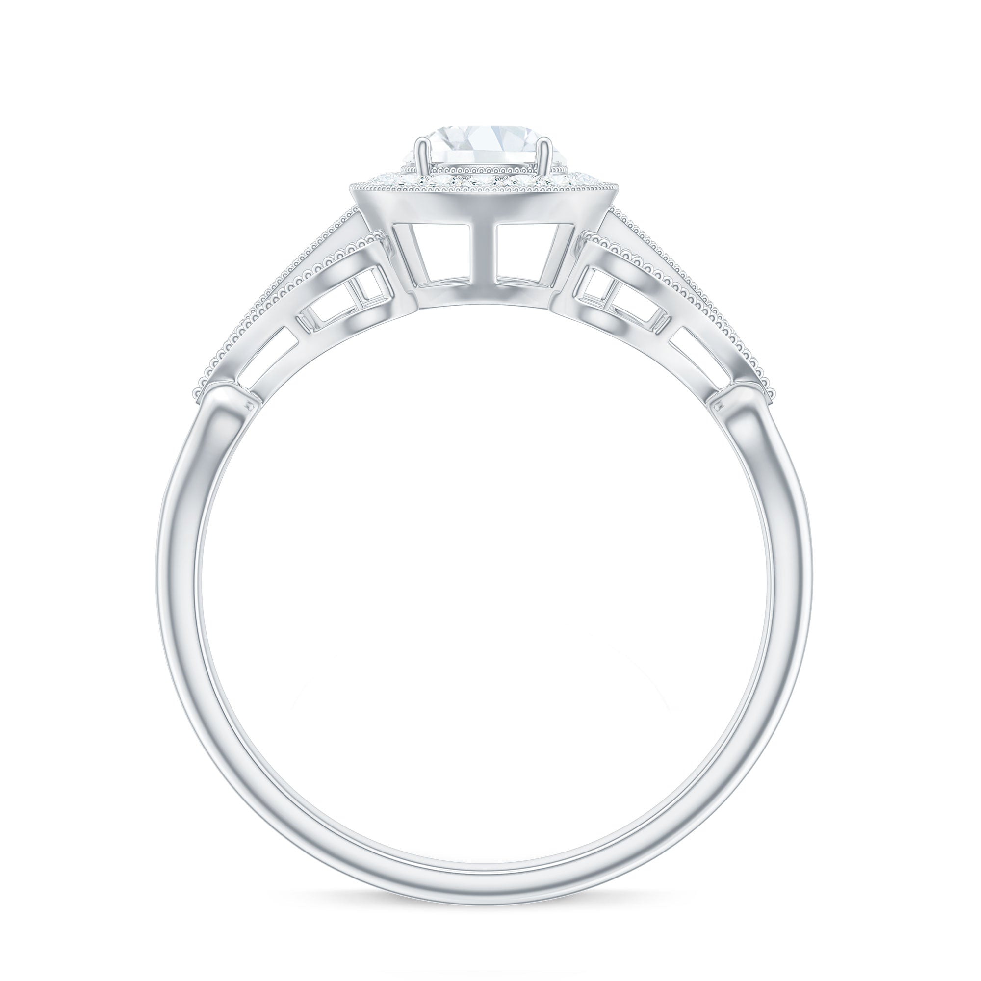 3/4 CT Statement Zircon Engagement Ring with Beaded Details