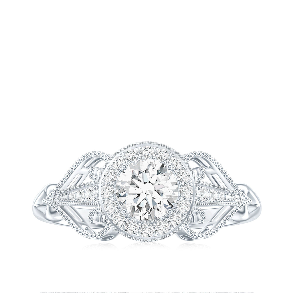 3/4 CT Statement Zircon Engagement Ring with Beaded Details