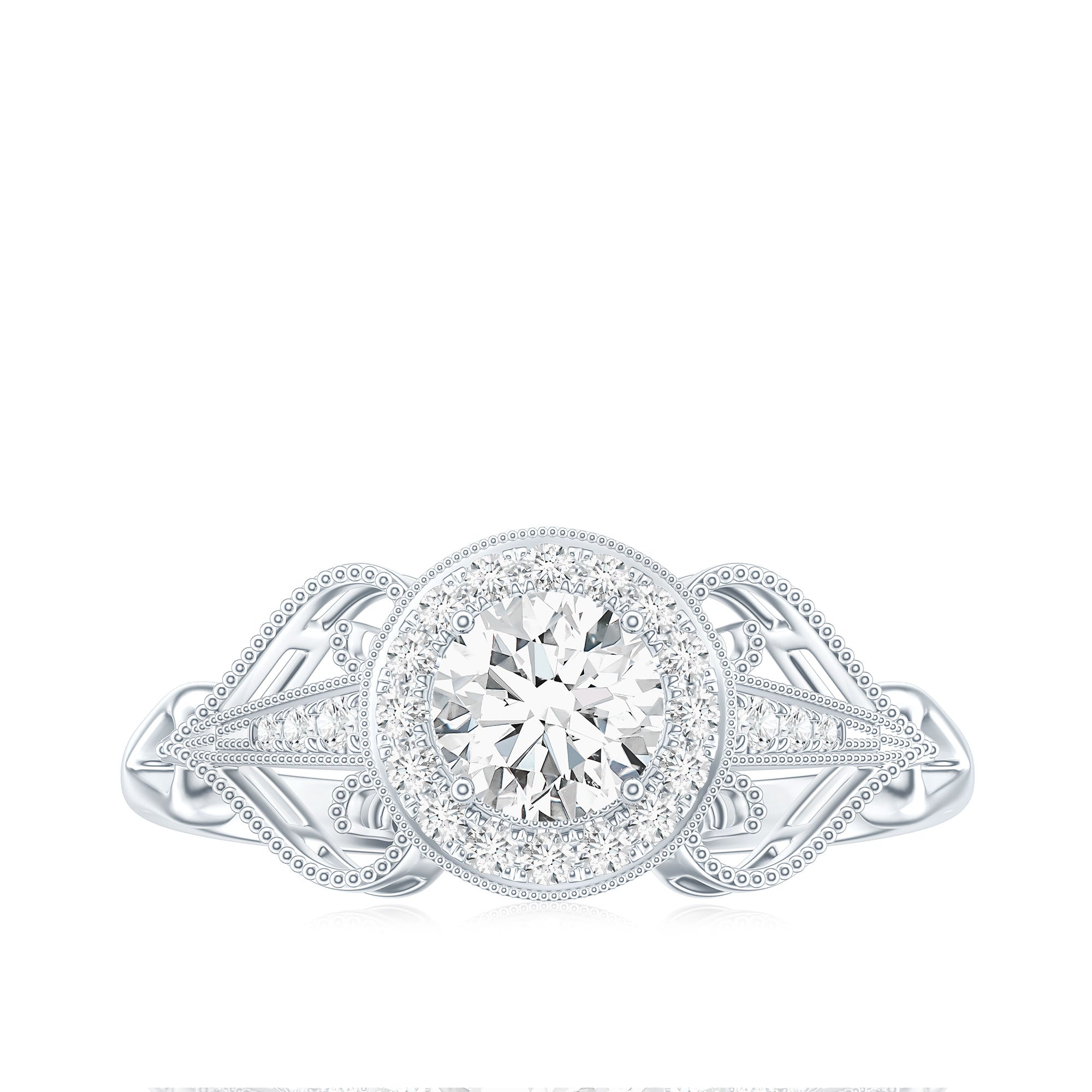3/4 CT Statement Zircon Engagement Ring with Beaded Details