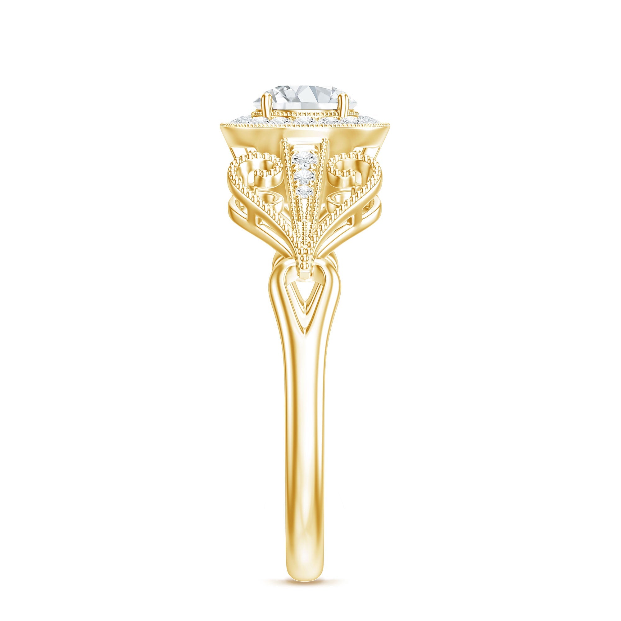 3/4 CT Statement Zircon Engagement Ring with Beaded Details
