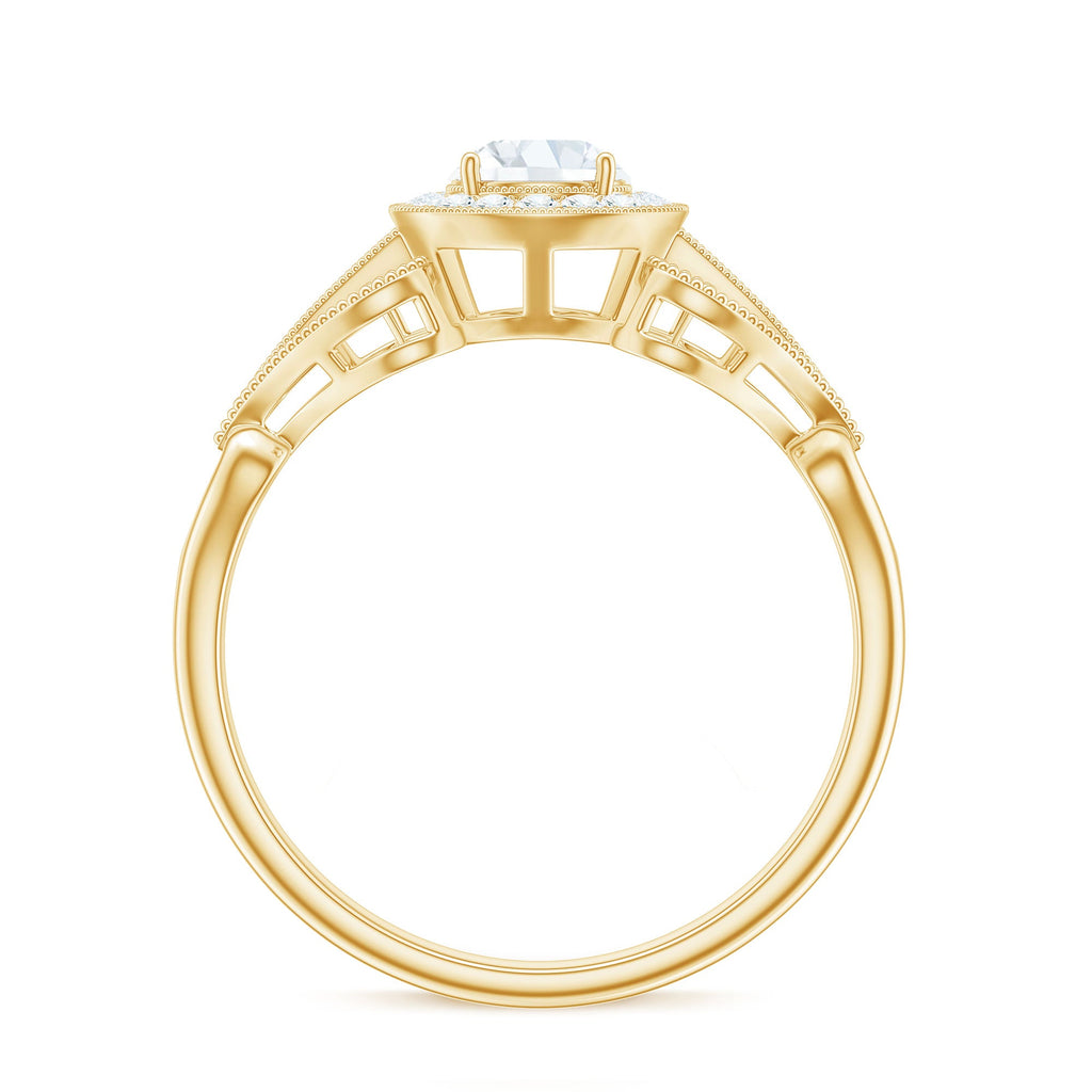 3/4 CT Statement Zircon Engagement Ring with Beaded Details