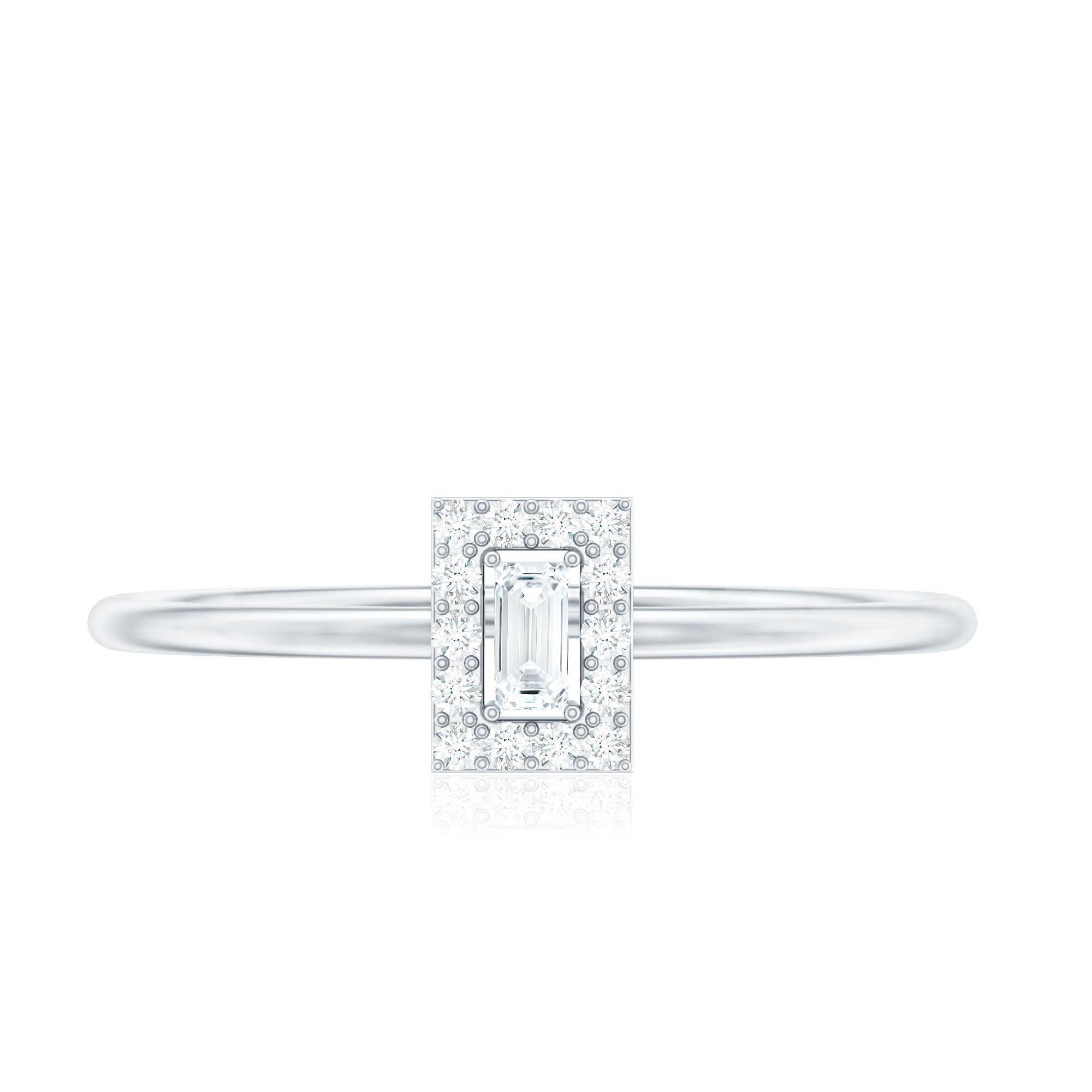 Baguette Cut Diamond Halo Promise Ring with Certificate