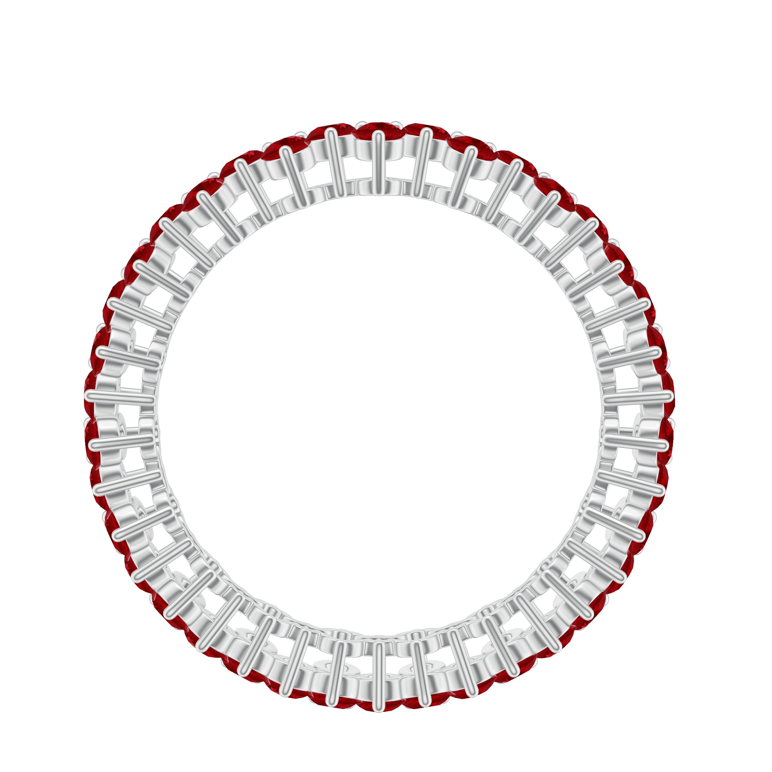 Round Lab Created Ruby Cluster Eternity Ring in Prong Setting
