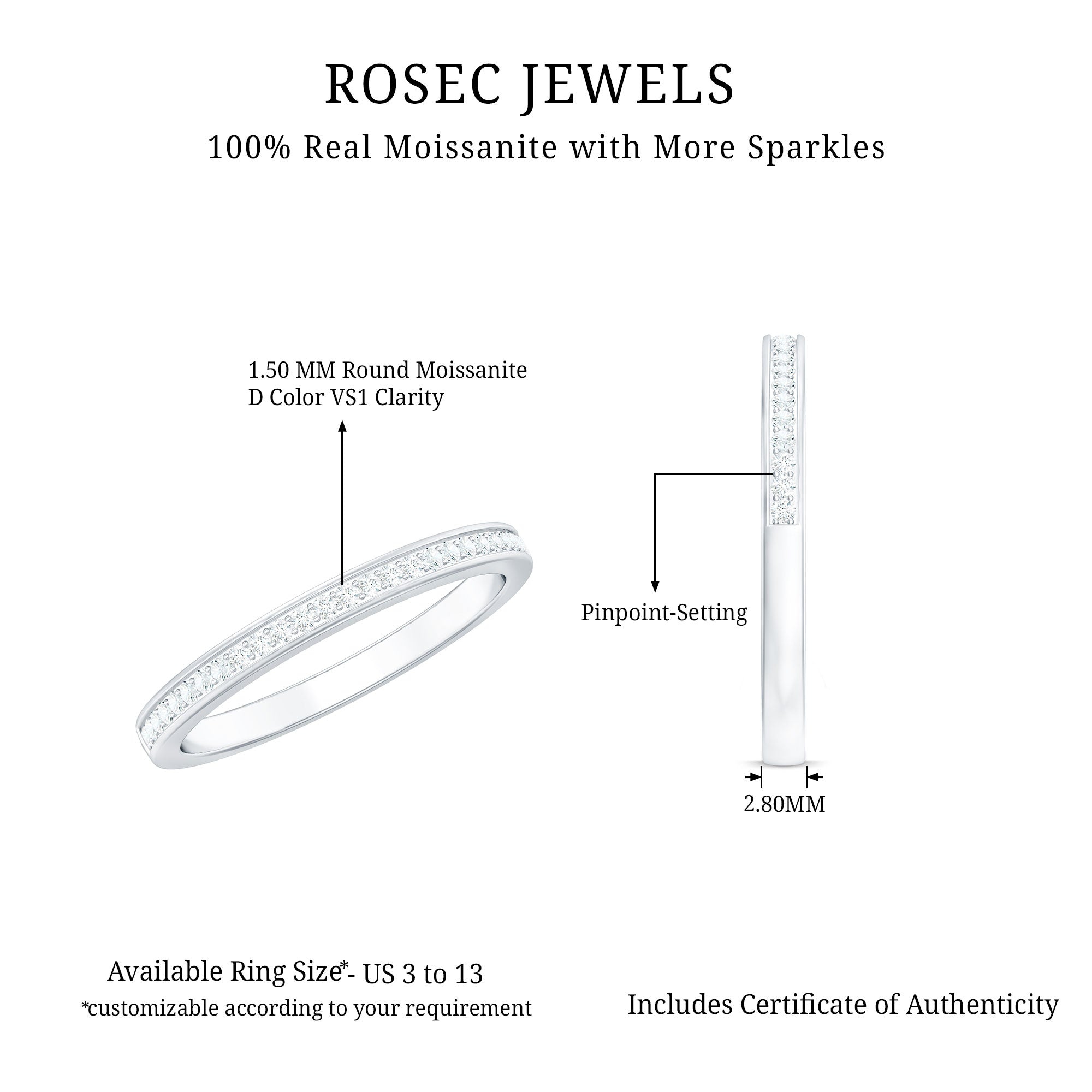Minimal Moissanite Eternity Band Ring