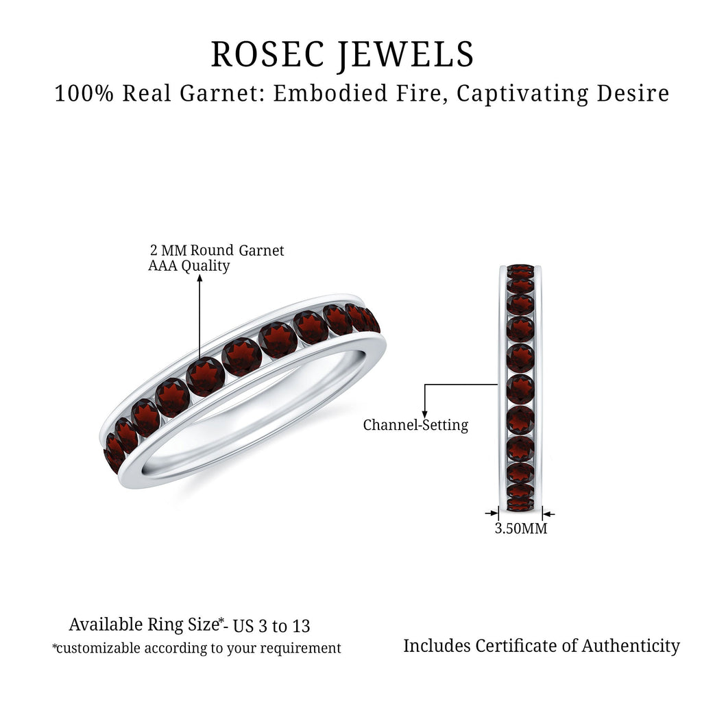 Certified Real Garnet Eternity Ring for Anniversary