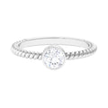 1/2 CT Bezel Set Zircon Solitaire Minimal Ring with Twisted Rope Details