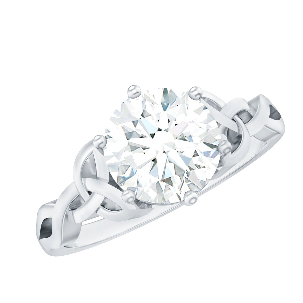 8 MM Round Cut Moissanite Celtic Design Engagement Ring