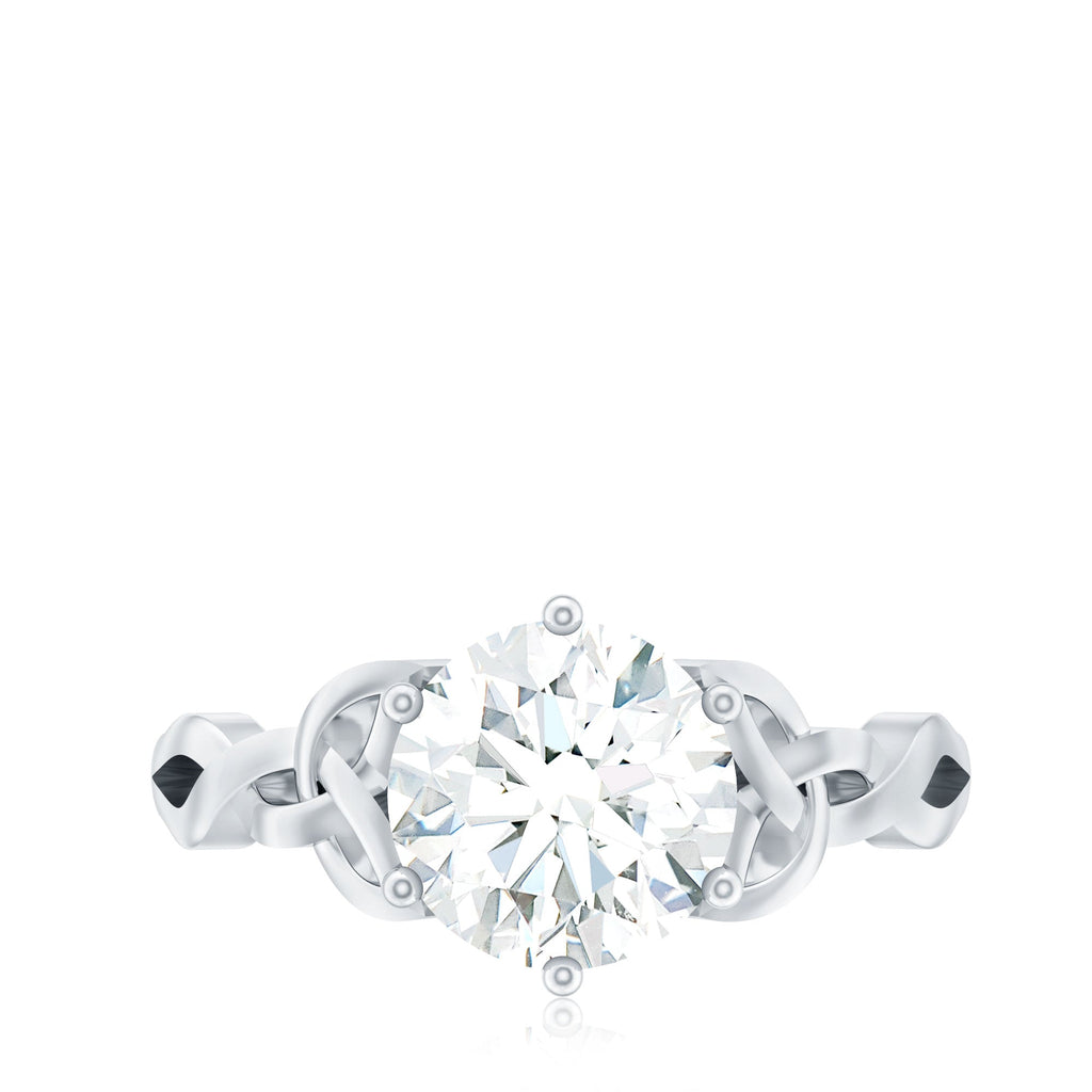 8 MM Round Cut Moissanite Celtic Design Engagement Ring