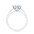 Round Moissanite Lotus Engagement Ring with Side Stones
