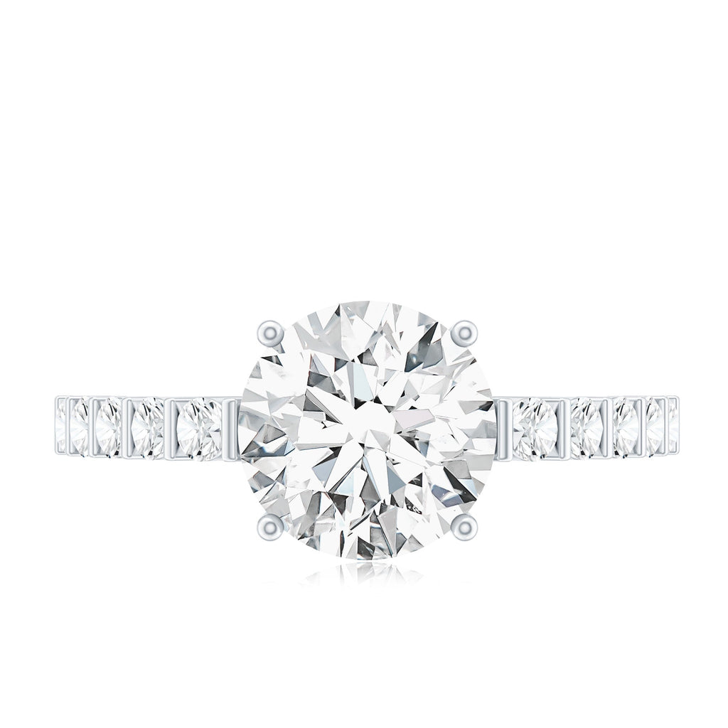 Solitaire Moissanite Engagement Ring with Side Stones