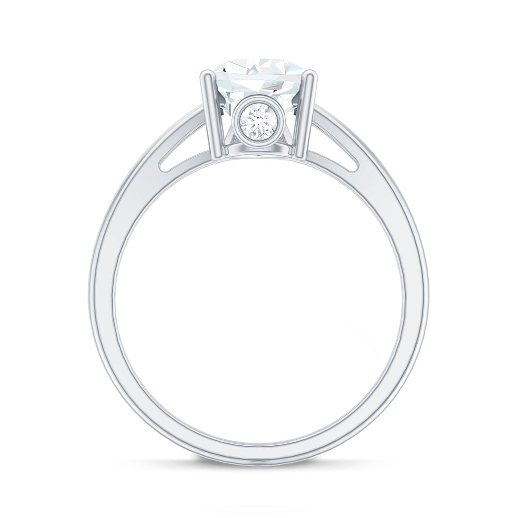 Pear Shaped Moissanite Split Shank Engagement Ring